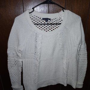 American Eagle Outfitters White Knit open stitch back sweater